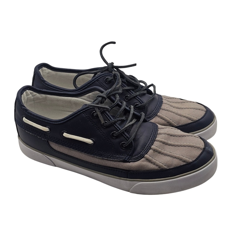 Polo Ralph Lauren Parkstone Boat Shoes 9D Navy Grey Preppy Nautical Ivy Style